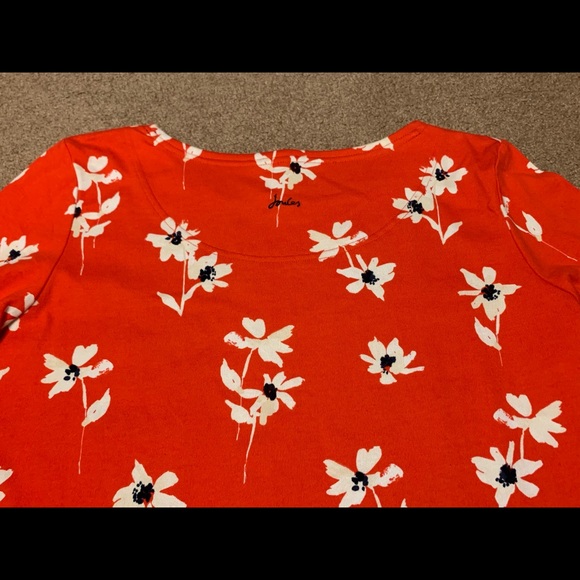 Joules Women’s 3/4 Sleeve Red Floral Jersey Top 16 - Picture 10 of 13